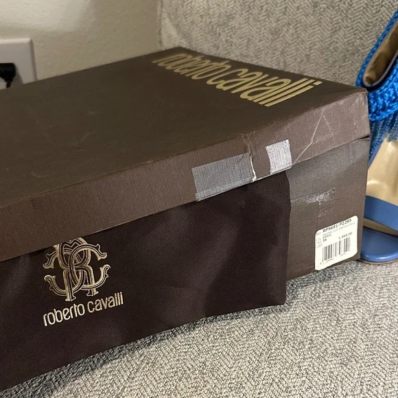 Roberto Cavalli - size 36 Light Blue Women's Fringe Heeled Sandals - Picture 8 of 9